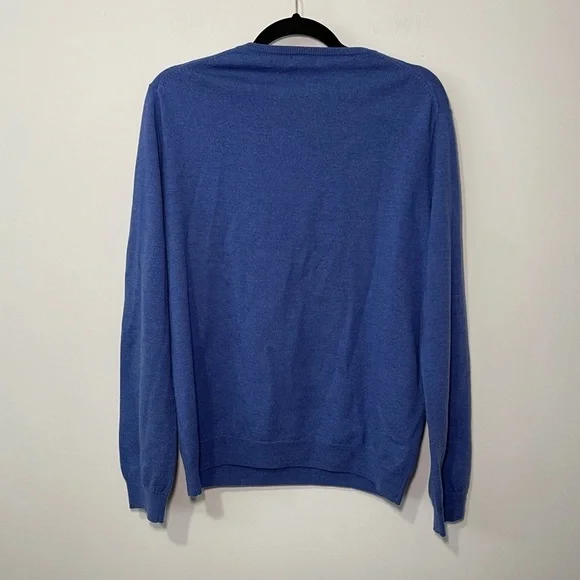 J. Crew Men's blue slim fit v neck long sleeve 100% merino wool sweater in XL - Picture 6 of 6
